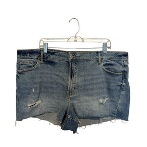 Old Navy OG Straight High Rise Denim Shorts Plus Size 24 Boho Distressed NWT
